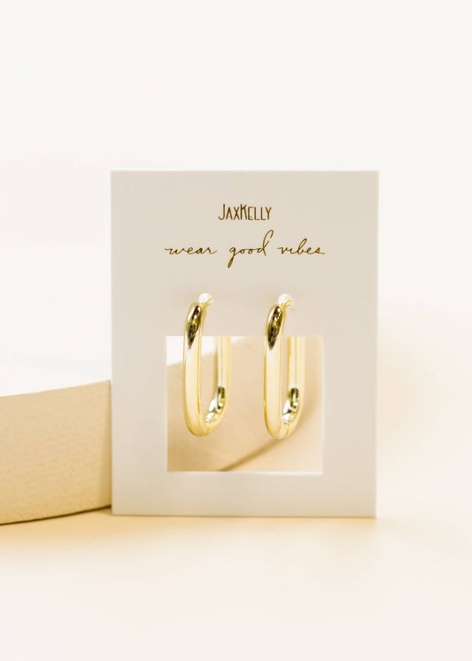 JaxKelly - Gold Hoop - Large Rectangle - Earrings