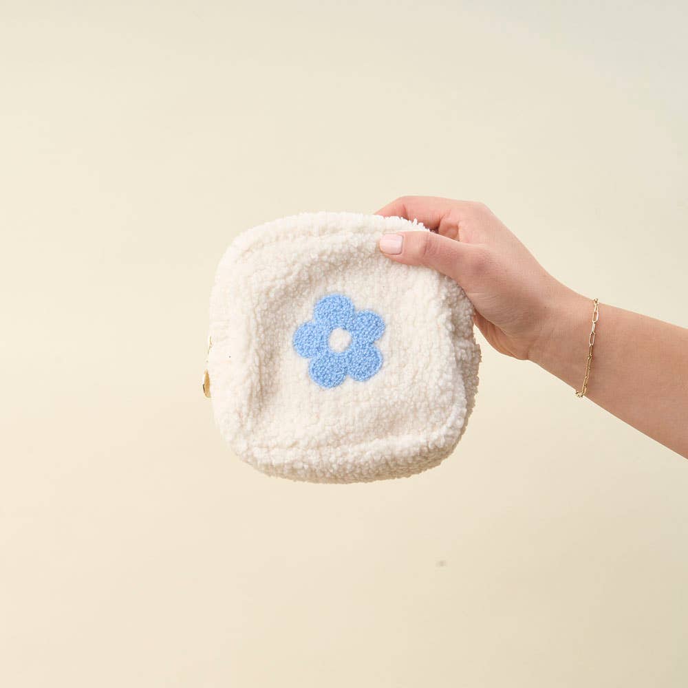 The Darling Effect - Teddy Pouch-Square Flower Blue