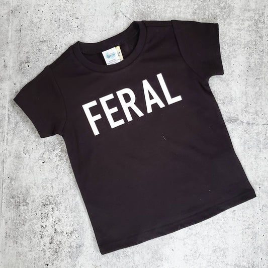 Salt and Sparkle - FERAL Funny Toddler Tee WHITE