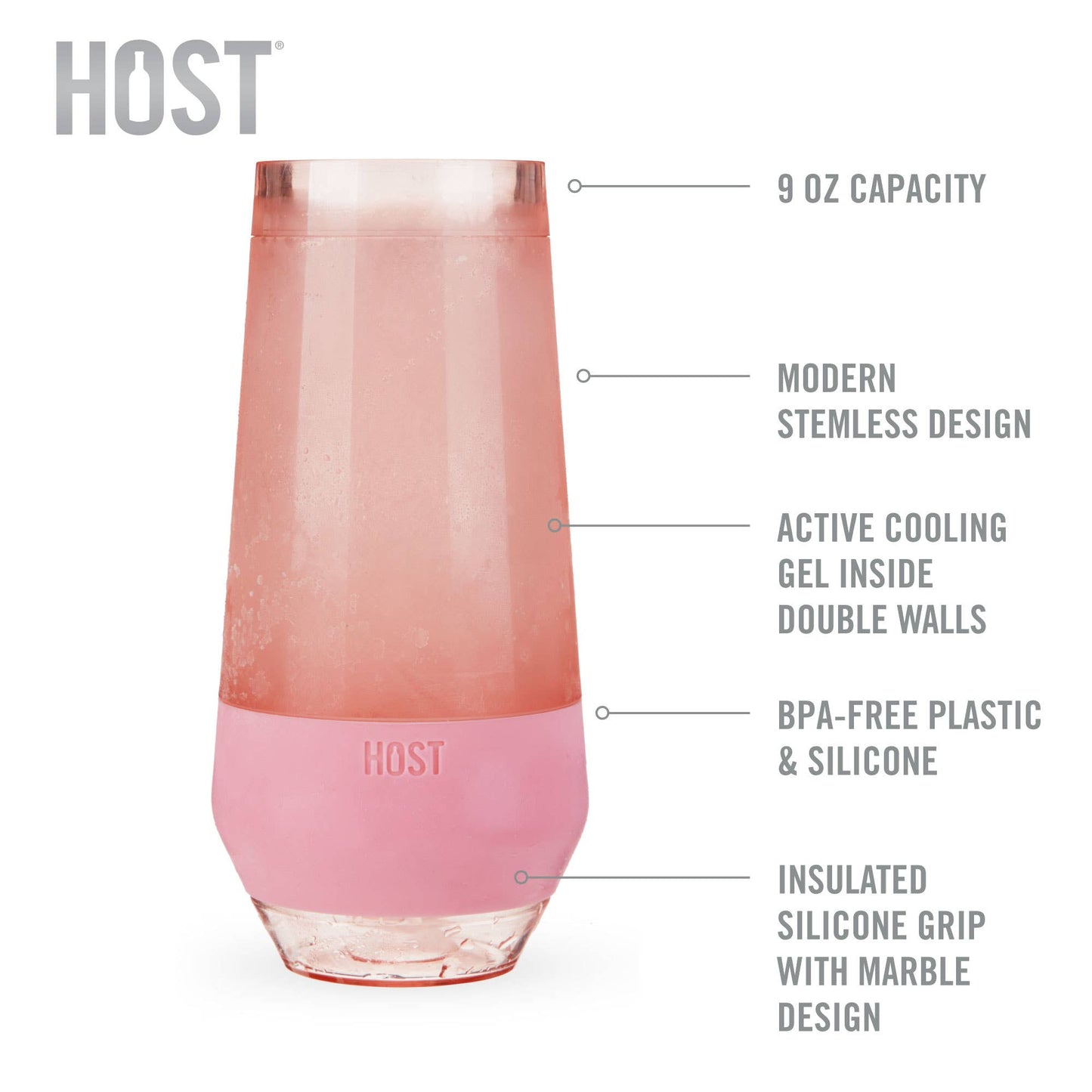 HOST - Champagne FREEZE™ Cooling Cups - Blush Tint - Set of 2