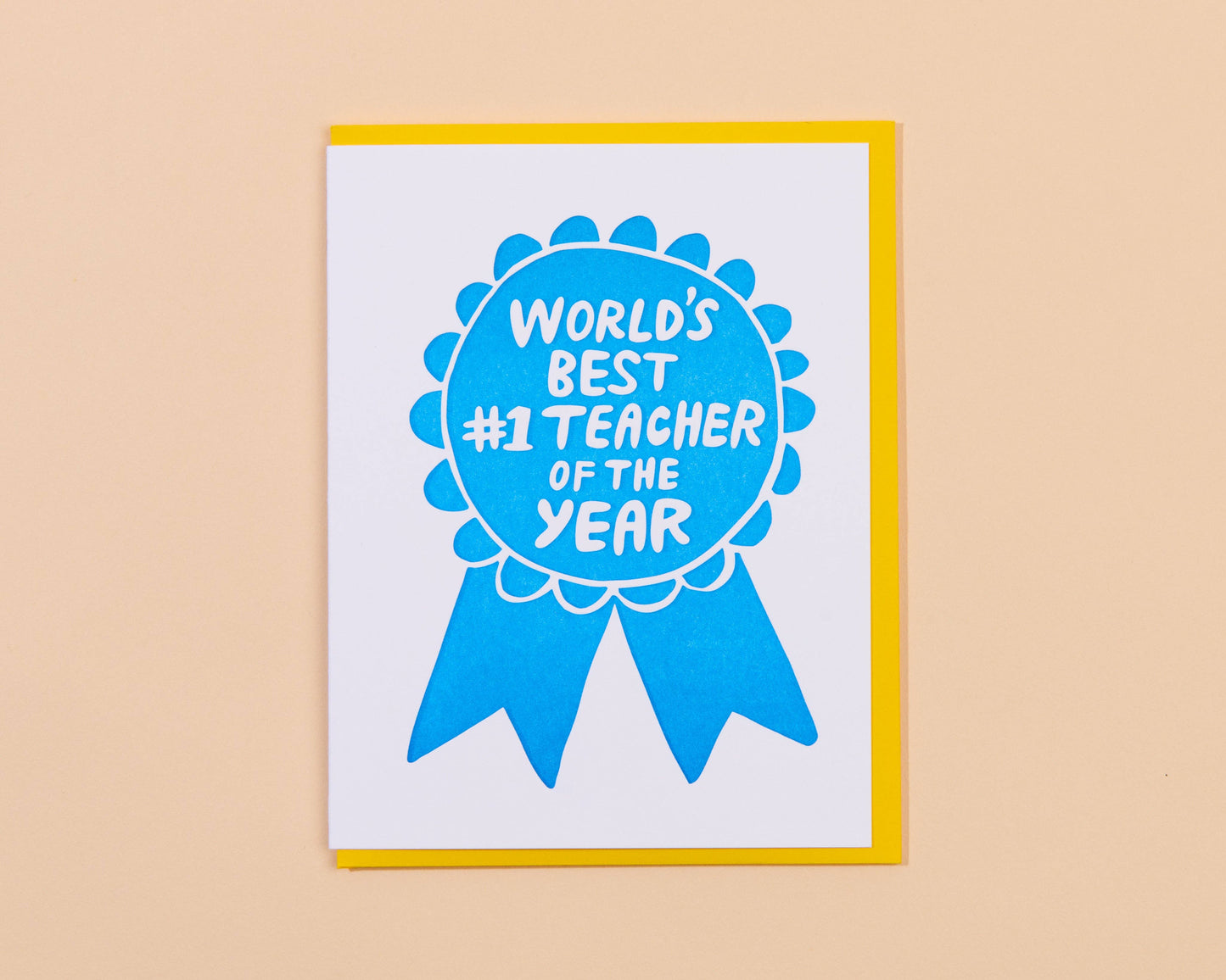 And Here We Are - Teacher Appreciation Ribbon Thank You Letterpress Greeting Card - teacher gift