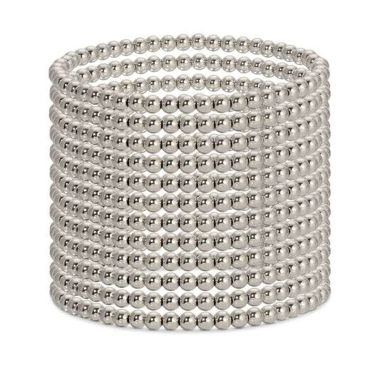 Splendid Iris - 4mm Bead Stretch Bracelets - Silver