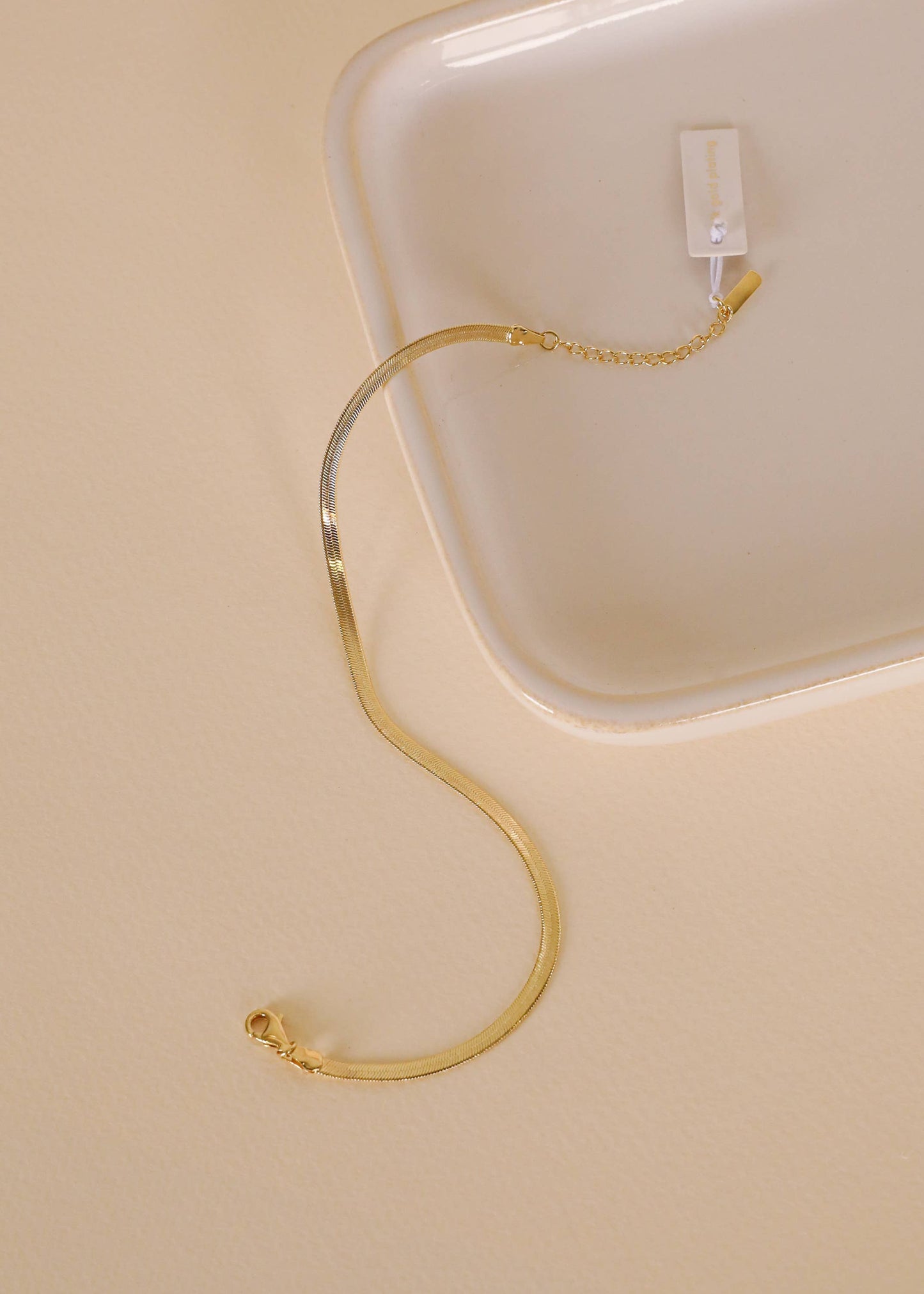 JaxKelly - Flat Snake Chain Anklet - 18k Gold Plated