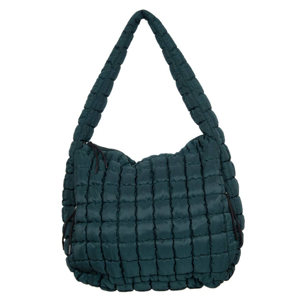 Katydid - Forest Green Oversized Quilted Hobo Tote Bag