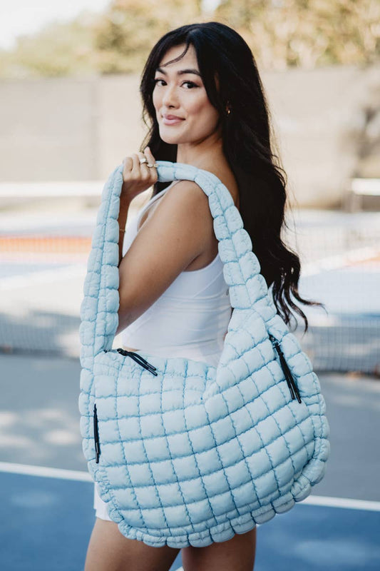 Katydid - Light Blue Oversized Quilted Puffer Tote Bag