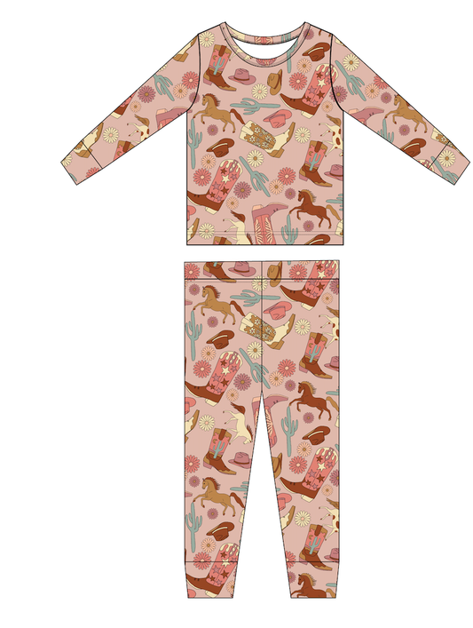 Bird & Bean® - Kids Bamboo Pajamas - Dakota - Western Cowgirl Cowboy