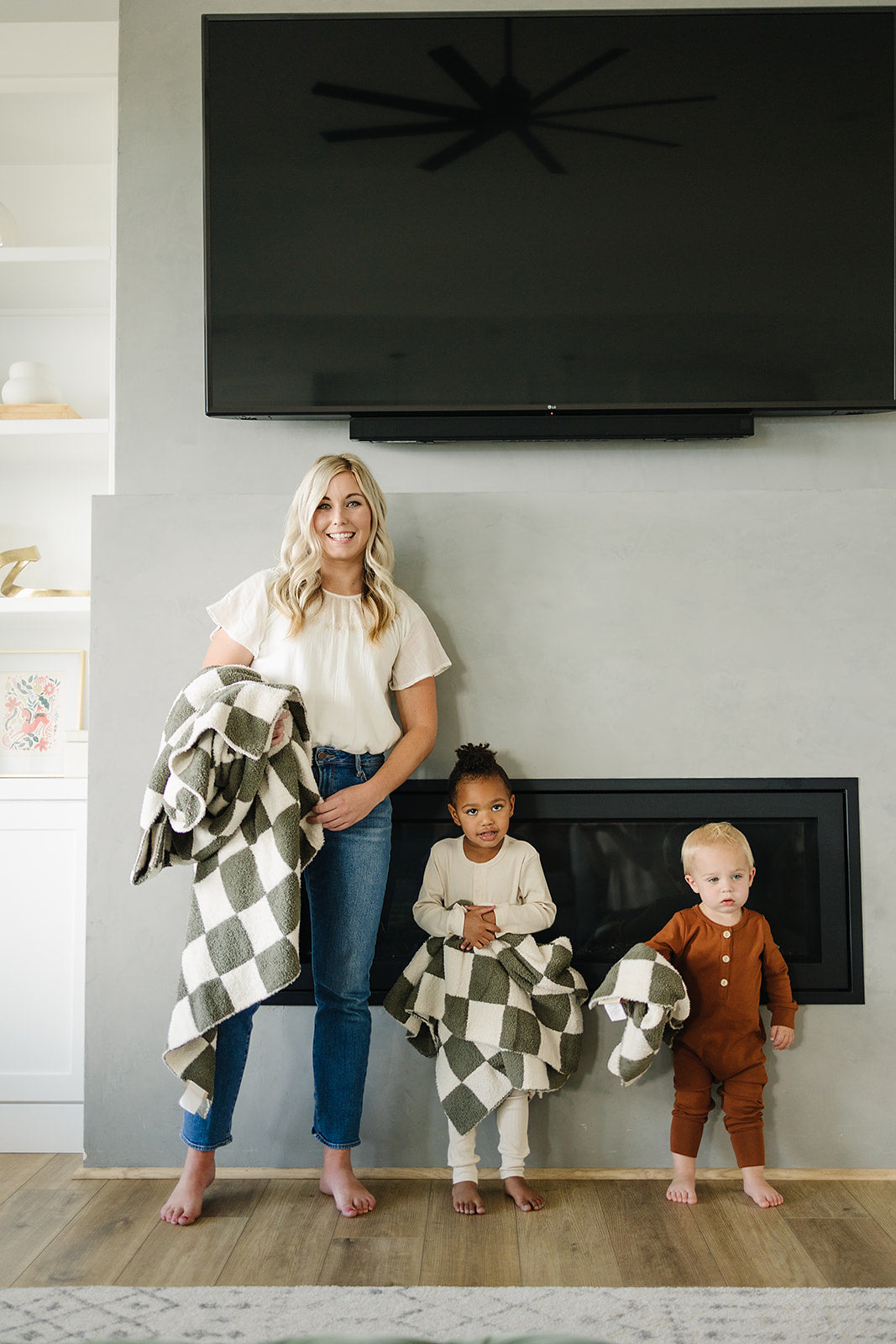 Green Checkered Plush Blanket