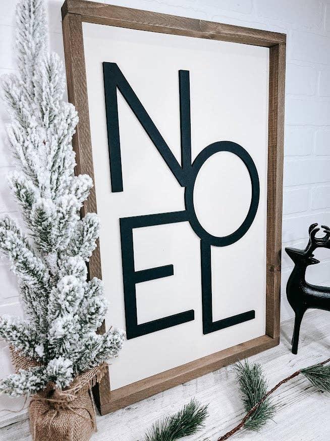 NOEL Christmas Wood Sign, Rustic Christmas Decor, Wall Art