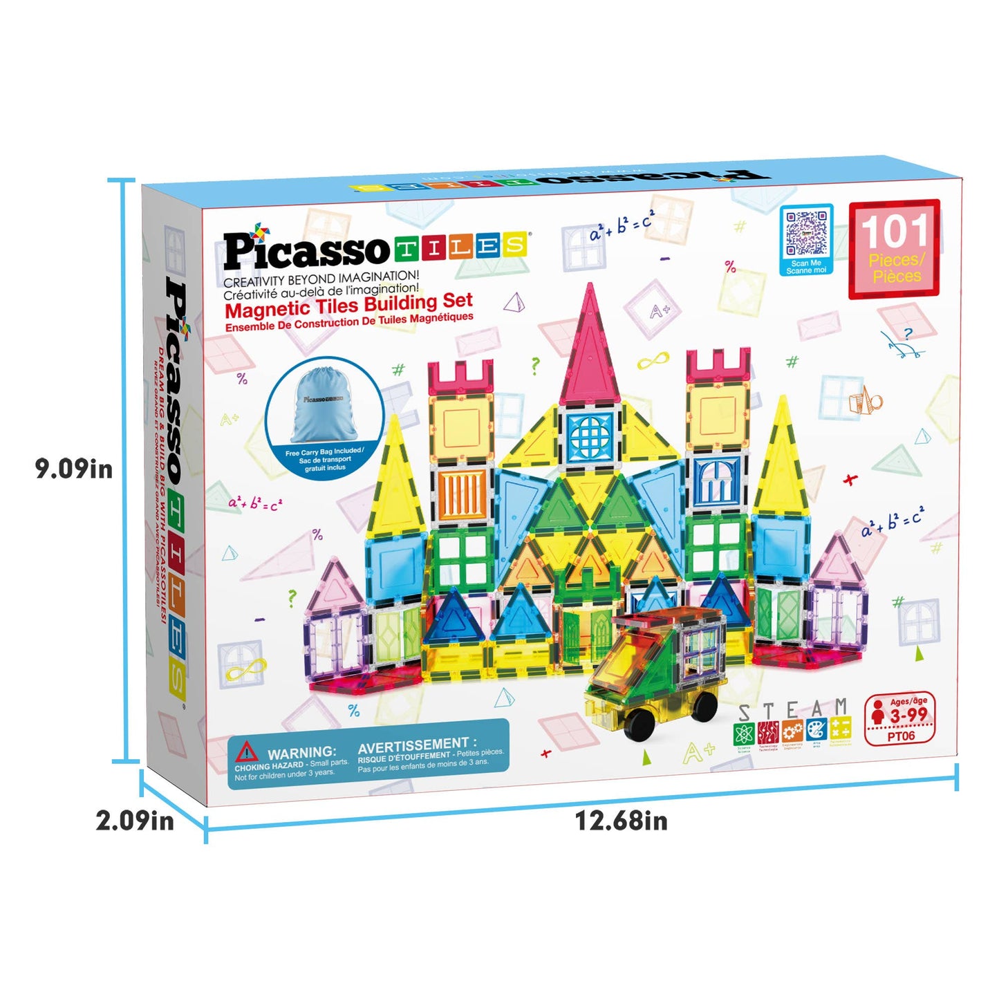 PicassoTiles - 101 Piece Magnet Tile Building Blocks Construction Toys Set