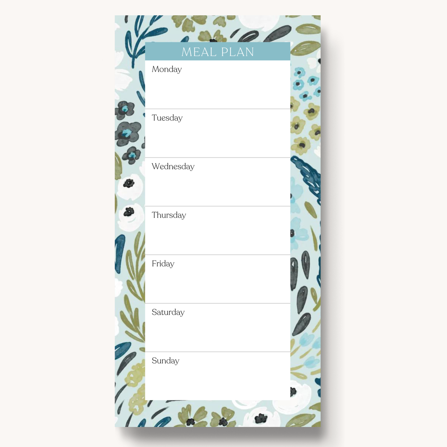 Elyse Breanne Design - Waterfall Floral Magnetic Meal Plan Notepad, 8x4"