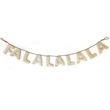 Sugarboo & Co - Felt Fa La La La Garland - Cream with Gold Stitching