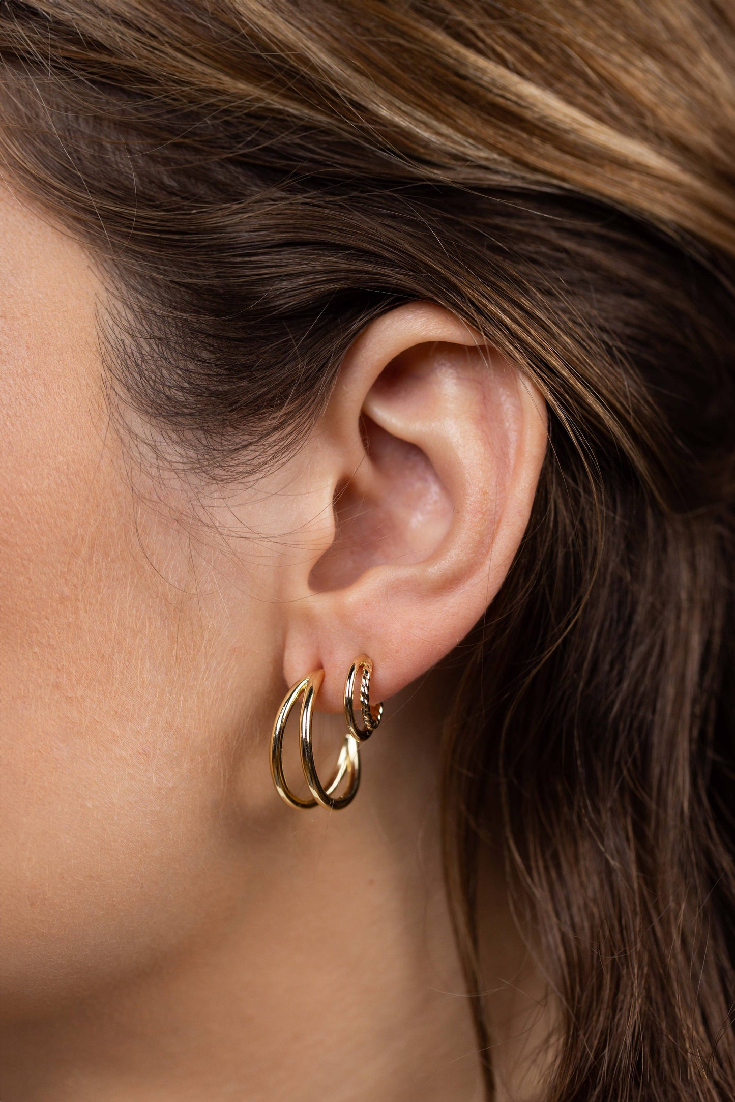 JaxKelly - Illusion Double Hoop - Gold Earrings