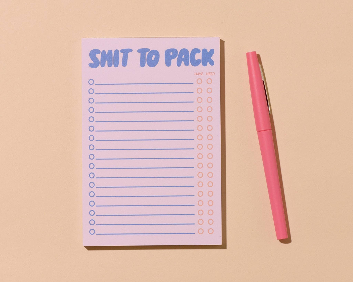 And Here We Are - Shit To Pack 50 page Notepad