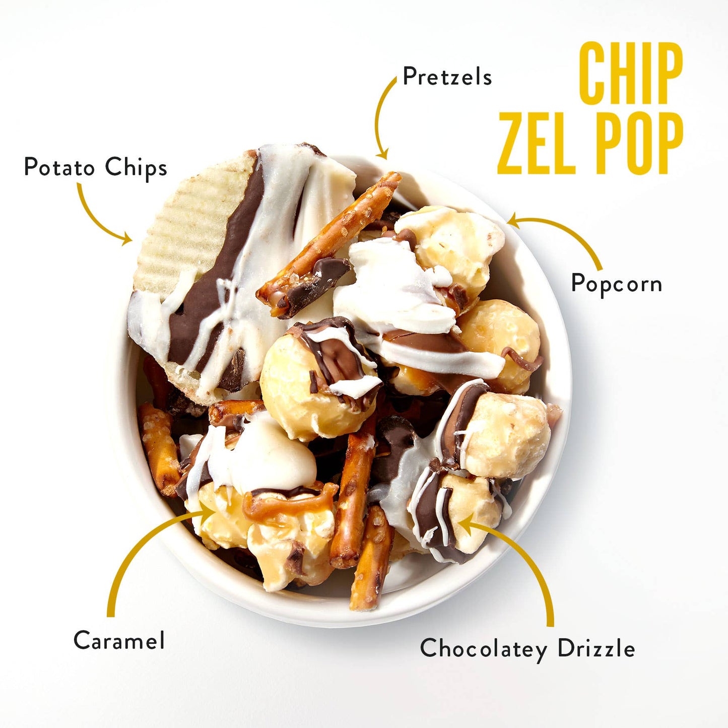 Funky Chunky - Chip Zel Pop 5oz Bags | Chocolate Popcorn | 6 Pack