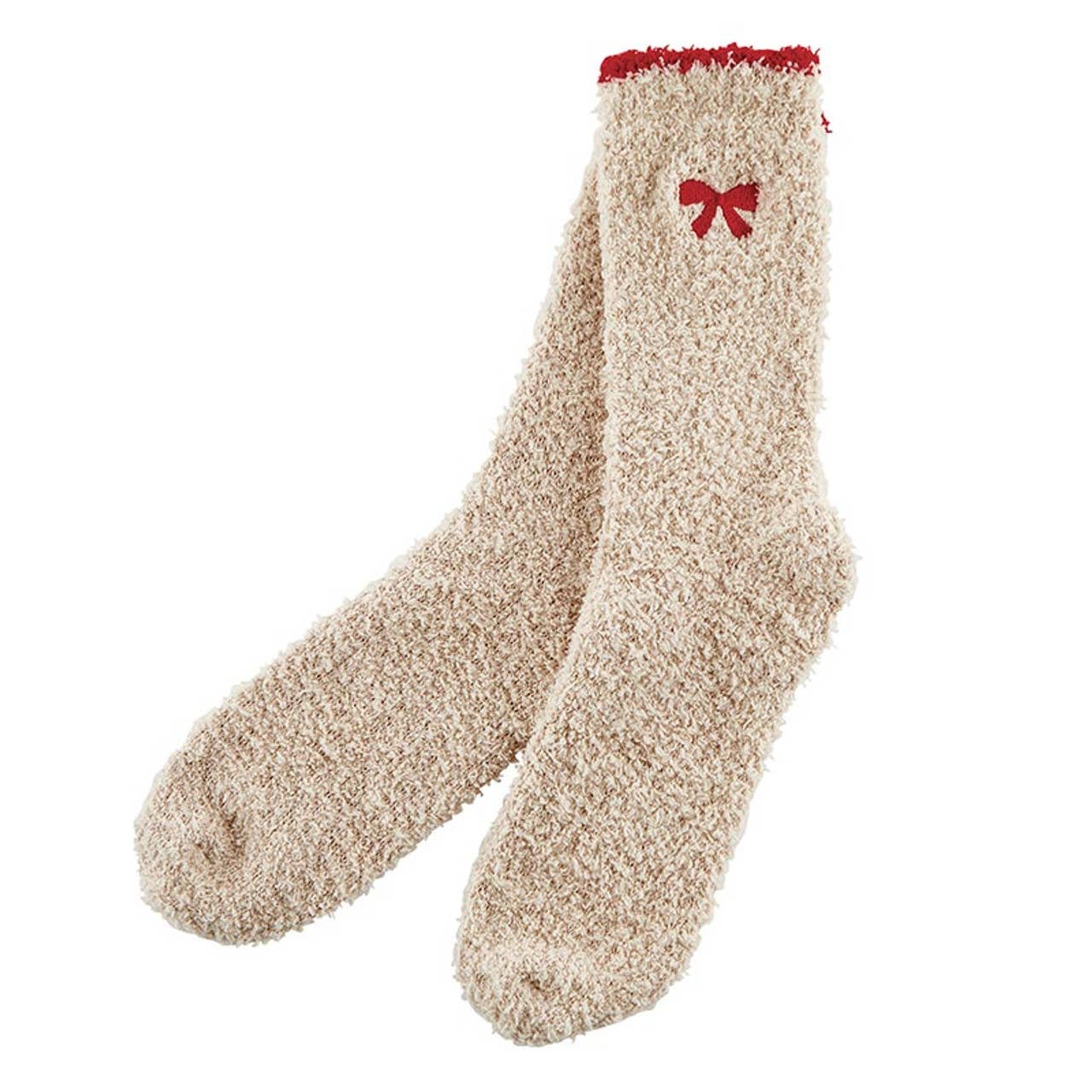 Bella Sleep + Spa - Cozy Socks in Ornament - Pink with Red Heart