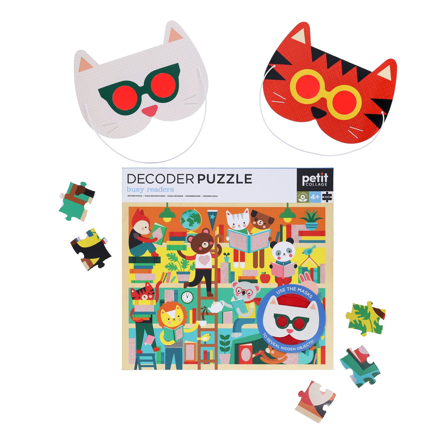 Petit Collage - Busy Readers 100-Piece Decoder Puzzle