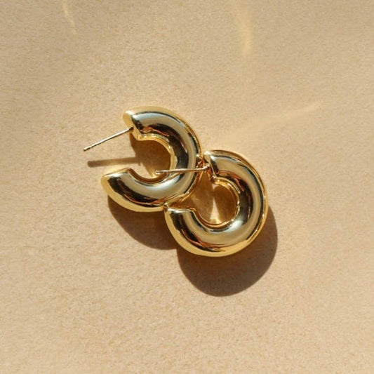 Token Jewelry - Cloud Hoops - Chunky Hoops, Trendy Earrings, 14k Gold Fill