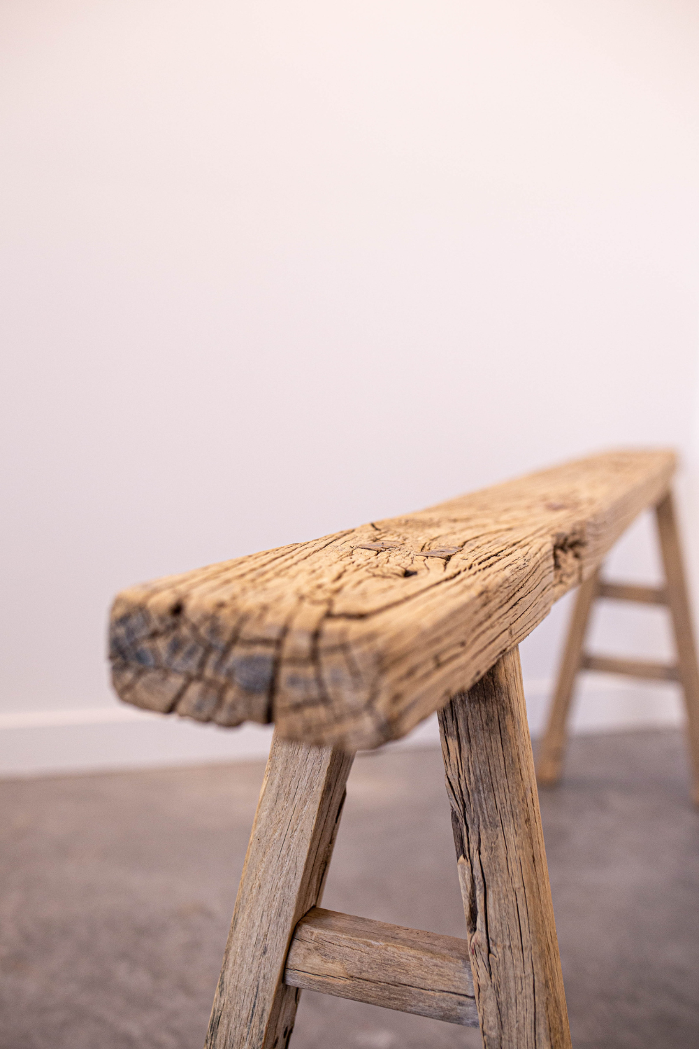 Bench Vintage Skinny Wooden Stool Old Elm Wood Antique