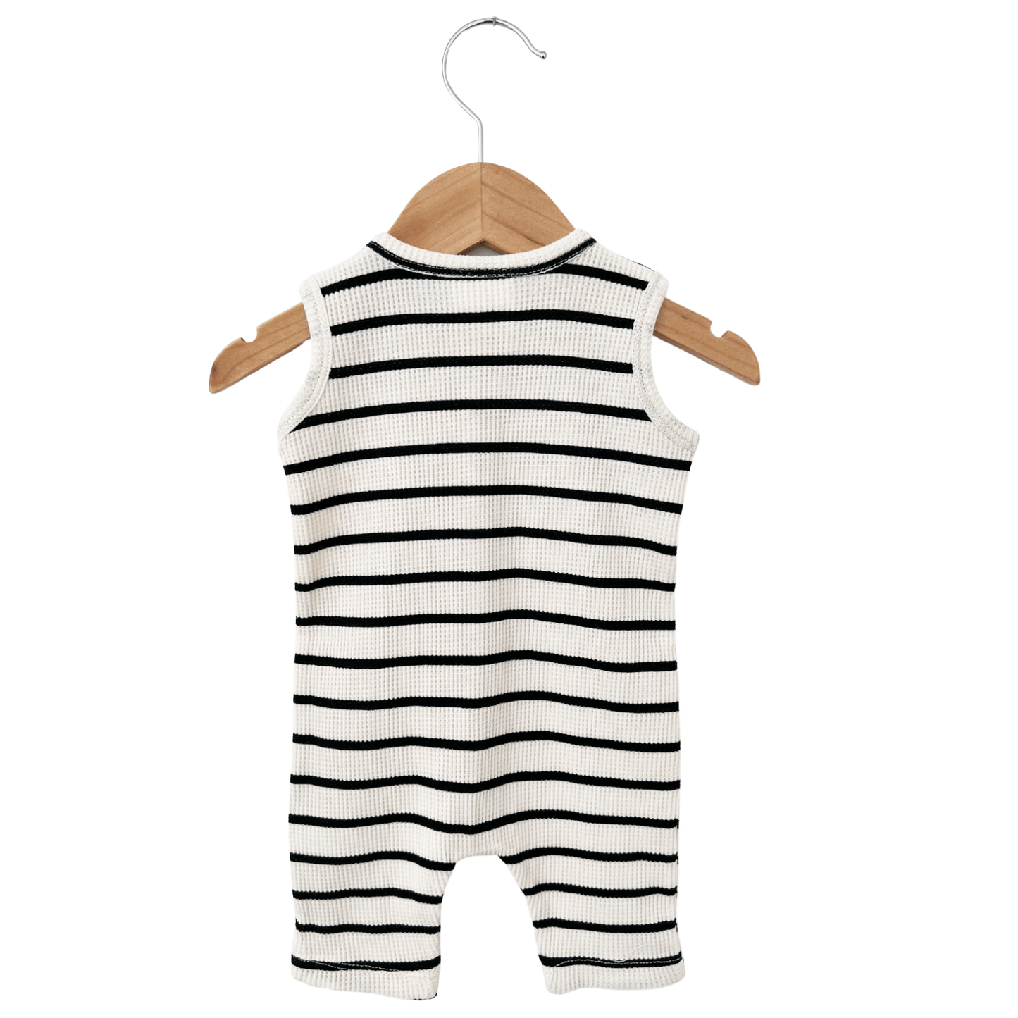 SpearmintLOVE - Organic Waffle Easy Romper, Black Stripe