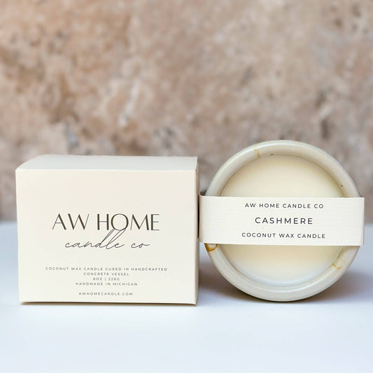 AW HOME candle co - CASHMERE - Concrete Candle - coconut wax and phthalate-free fragrance candle - 8oz