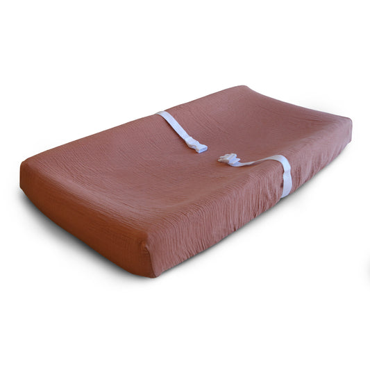 Mushie Extra Soft Muslin Changing Pad Cover (Cedar)