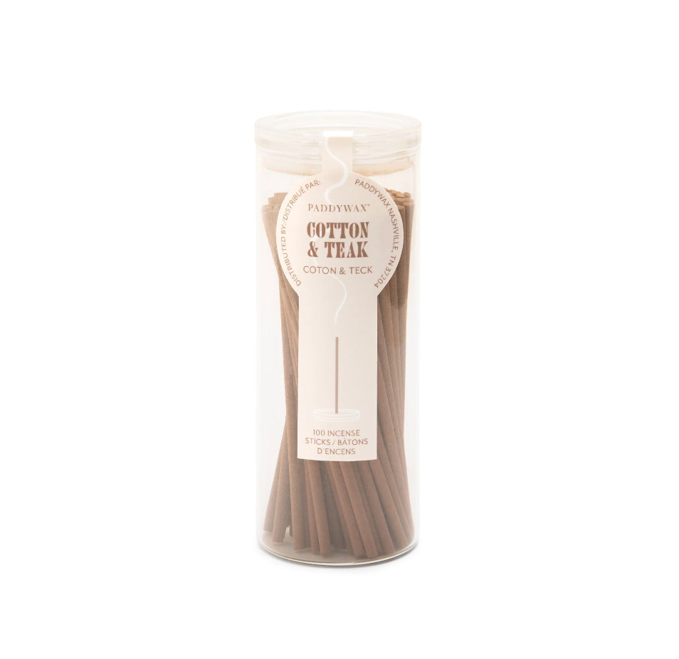 Paddywax Haze 100ct Incense Sticks in Milky Glass Jar - Cotton + Teak