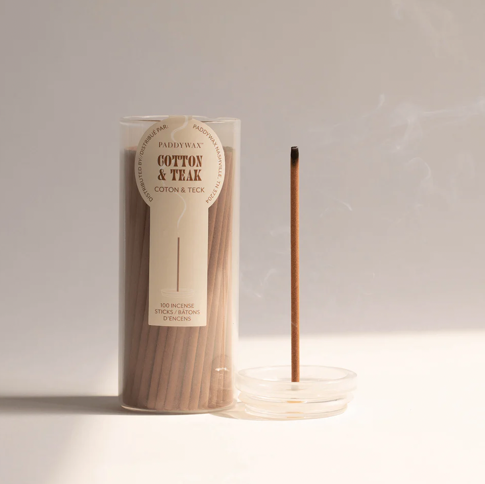 Paddywax Haze 100ct Incense Sticks in Milky Glass Jar - Cotton + Teak