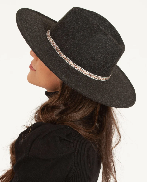 Lucca Barley with Trim Vegan Felt Rancher Hat - Heather Charcoal