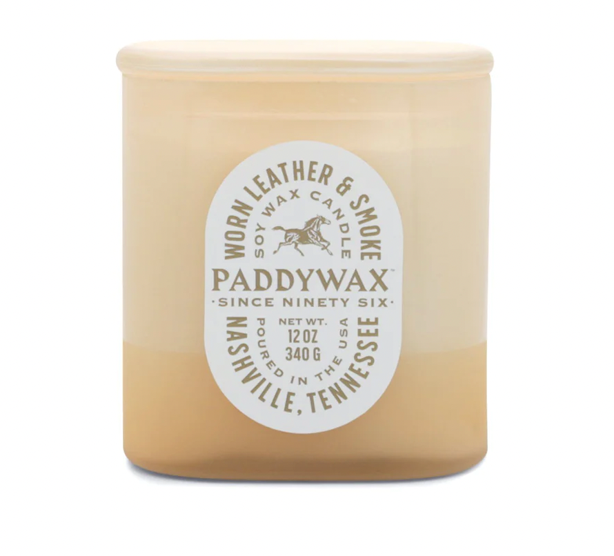 Paddywax Vista 12 oz Candle - Worn Leather + Smoke