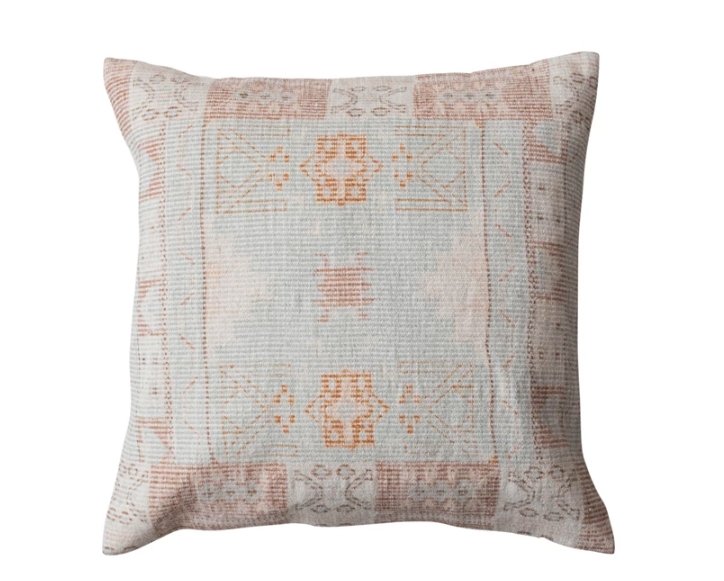 20" Square Cotton Chenille Distressed Pillow