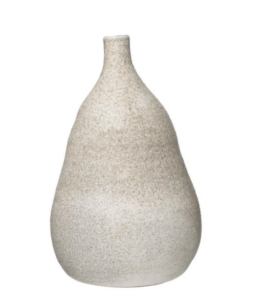 Distressed Terracotta Vase with Glaze - Cream (large)