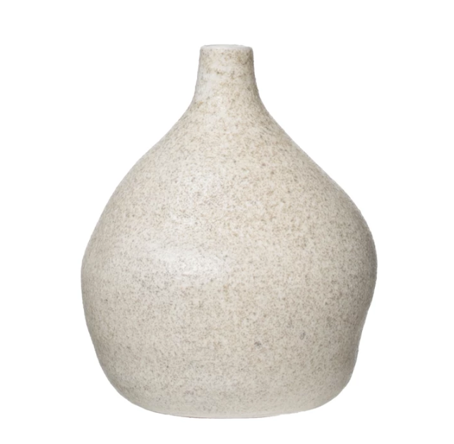 Distressed Terracotta Vase with Glaze - Cream (small)