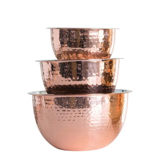 Hammered Stainless Steel Bowls - Copper - 3 Sizes Available