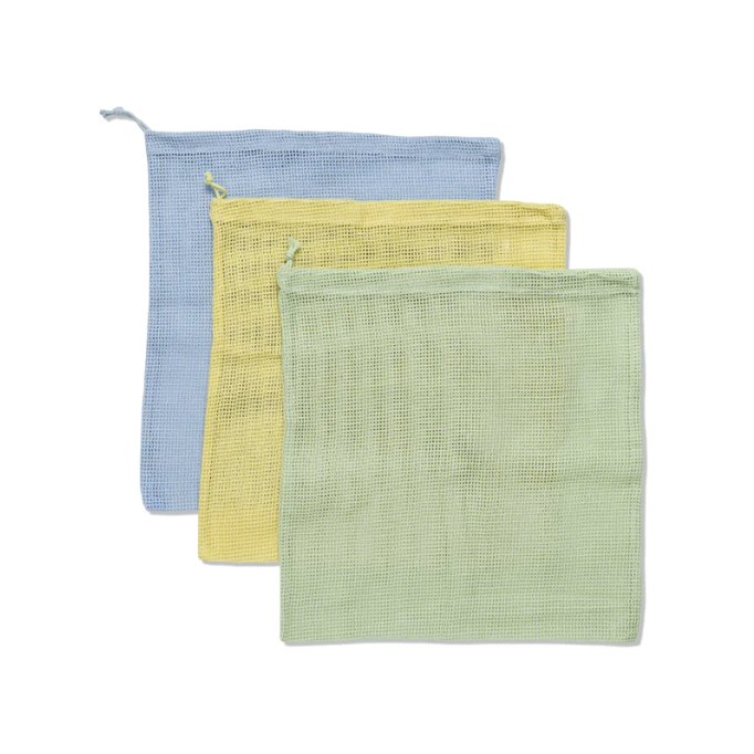 Designworks Ink - Cotton Produce Bags - Set of 3 - Blue Citron Sage