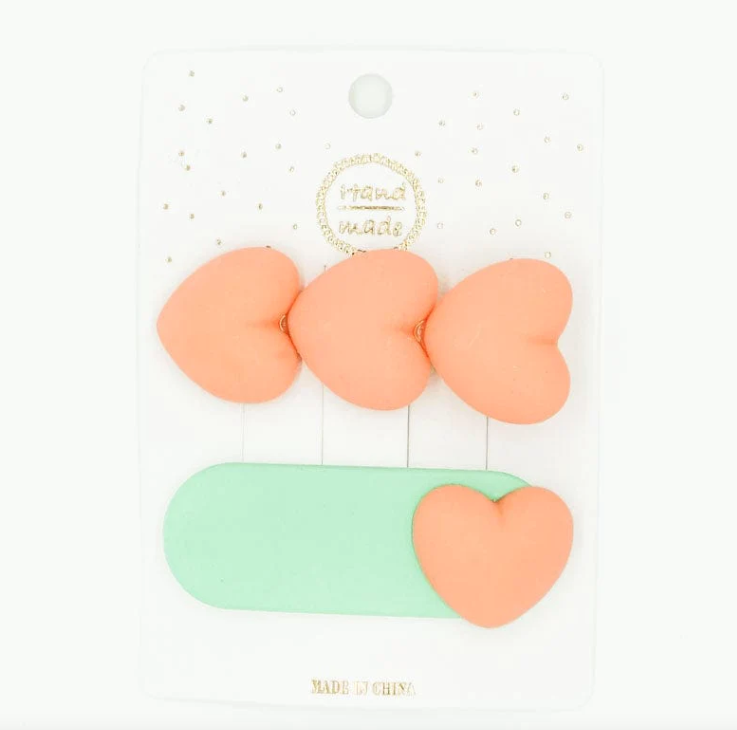 Miki Miette Puffy Heart Hair Clip Set - Assorted Colors