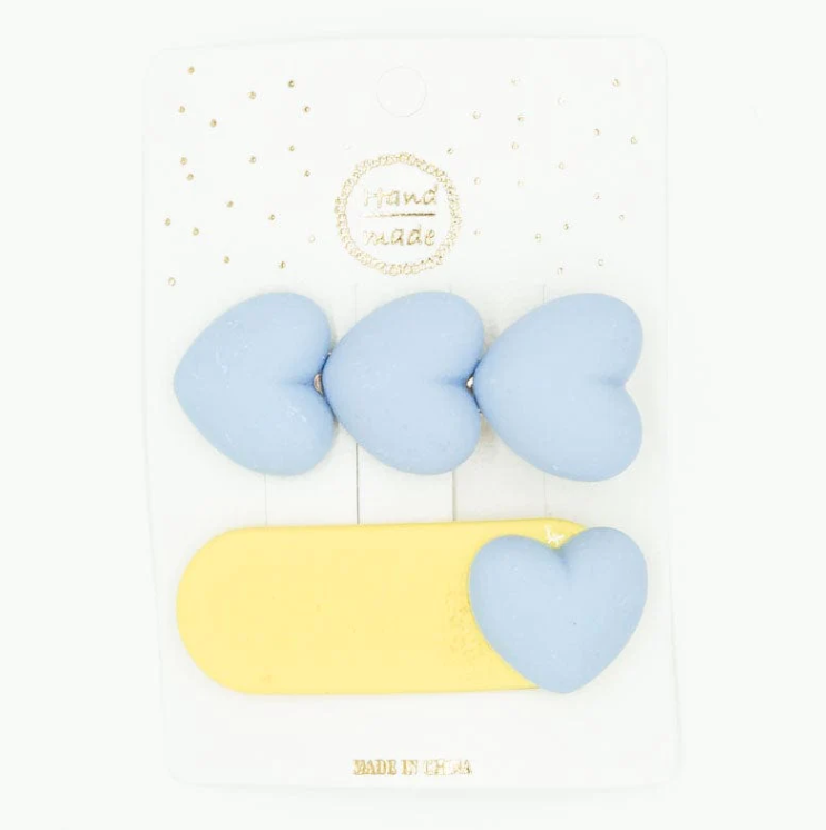 Miki Miette Puffy Heart Hair Clip Set - Assorted Colors