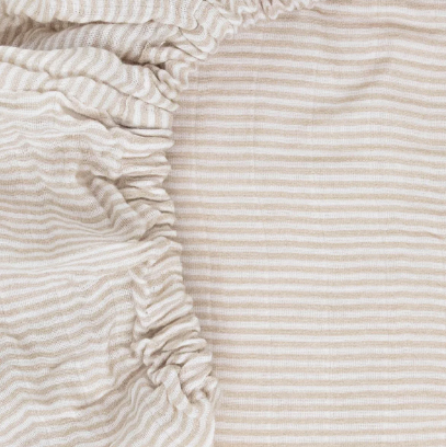 Little Unicorn Organic Cotton Muslin Crib Sheet - Sand Stripe