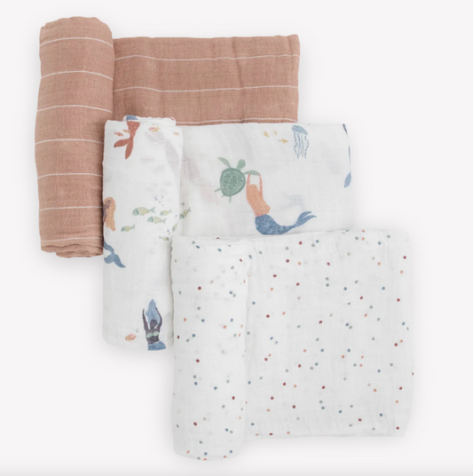 Little Unicorn Cotton Muslin Swaddle Blanket - 3 pack - Mermaids