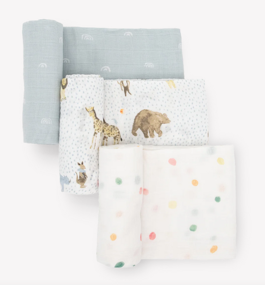 Little Unicorn Cotton Muslin Swaddle Blanket - 3 pack - Party Animals