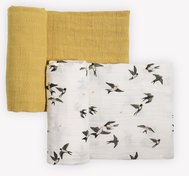 Little Unicorn Organic Cotton Muslin Swaddle Blanket - Swallows