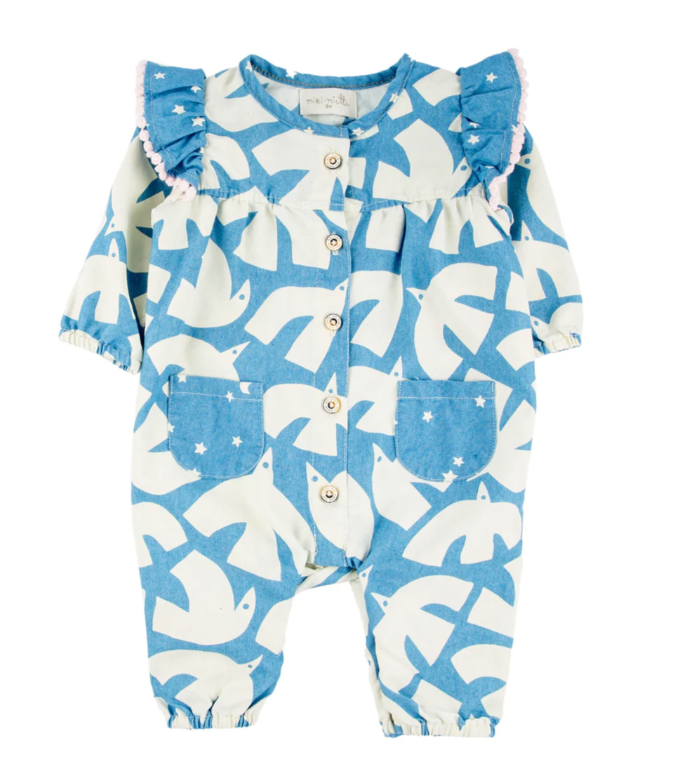 Miki Miette Ada Flutter Romper Nordic Sky