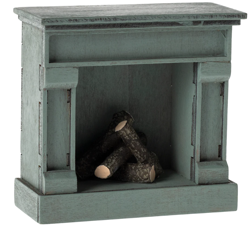 Maileg Blue Fireplace - Mouse