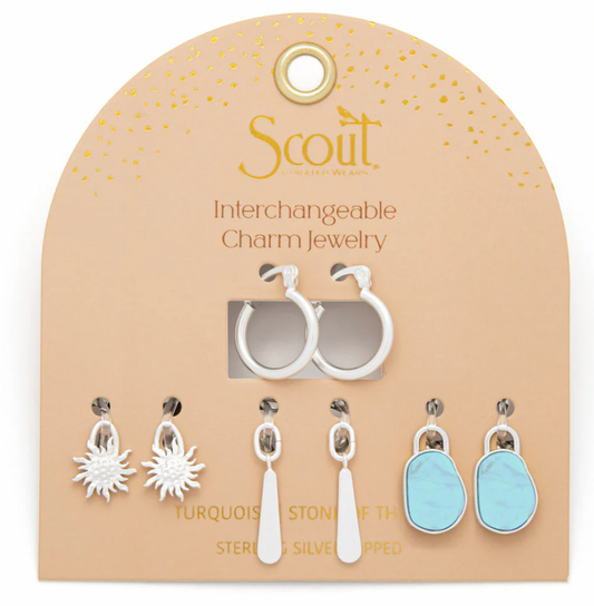 Interchangeable Charm Earring - Turquoise/Sky/Silver