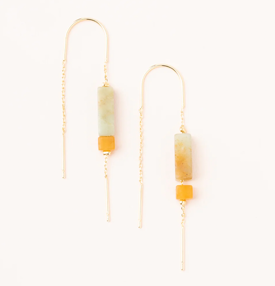 Scout Rectangle Stone Earring - Amazonite/Amber/Gold