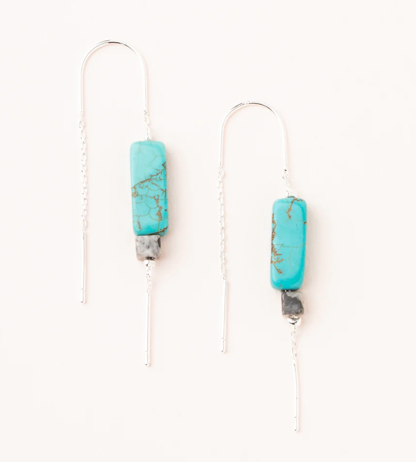 Scout Rectangle Stone Earring - Turquoise/Black/Silver