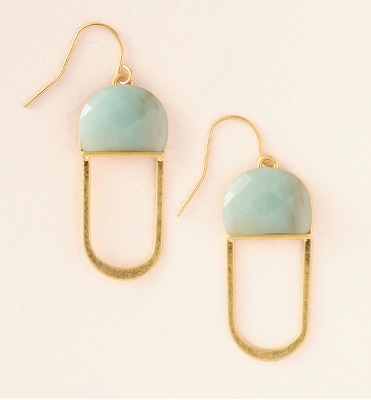Modern Stone Chandelier Earring - Amazonite/Gold