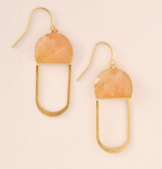 Modern Stone Chandelier Earring - Sunstone/Gold