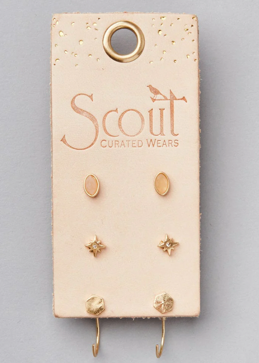 Gabby Stud Trio- Sunstone/Gold