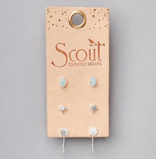 Scout Gabby Stud Trio - Amazonite/Silver
