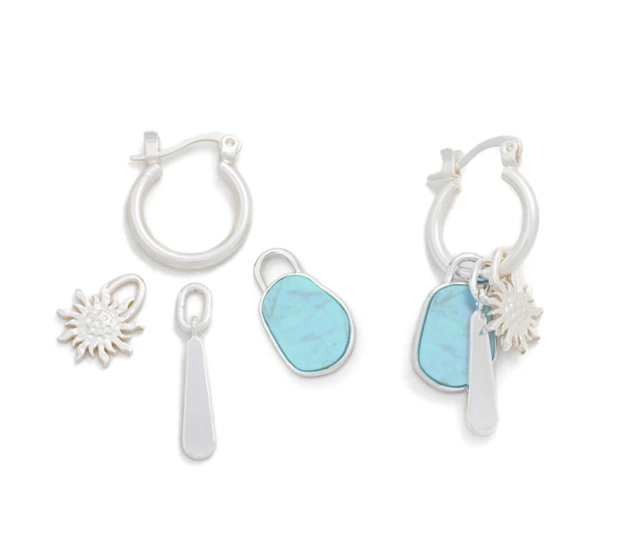 Scout Interchangeable Charm Earring - Turquoise/Sky/Silver